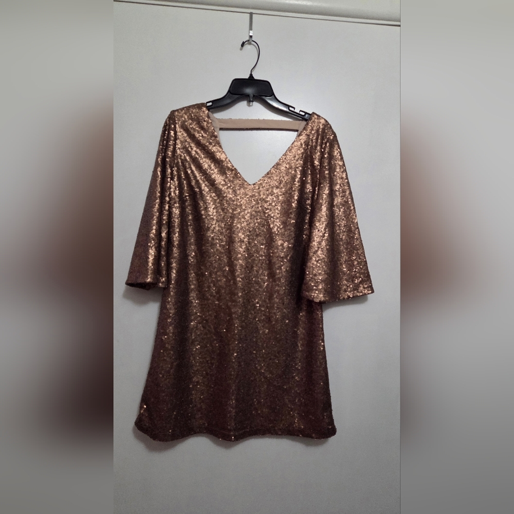 Justfab Gold Sequin Tunic Dress Small NWT - Picture 6 of 11
